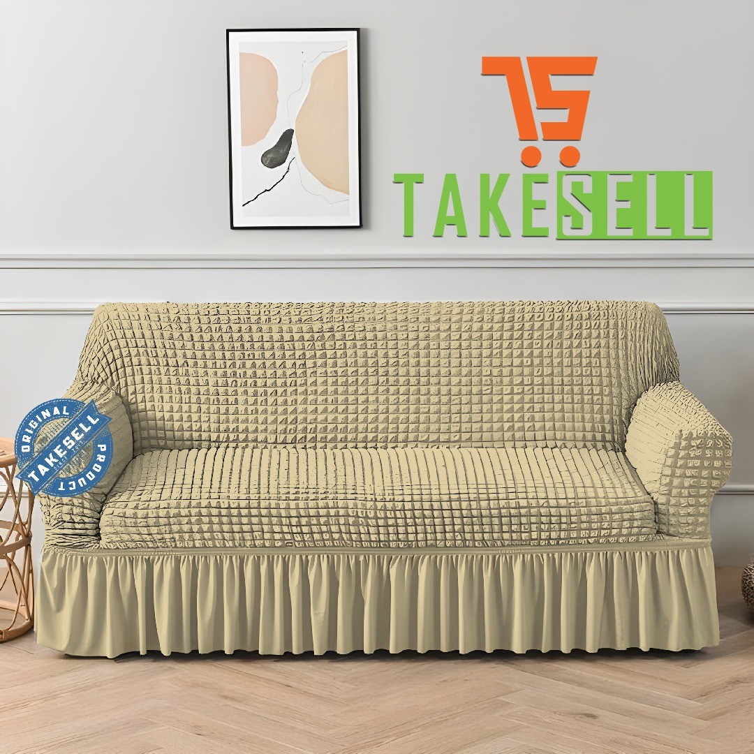 Ivory Pleated Skirt Turky Sofa Cover