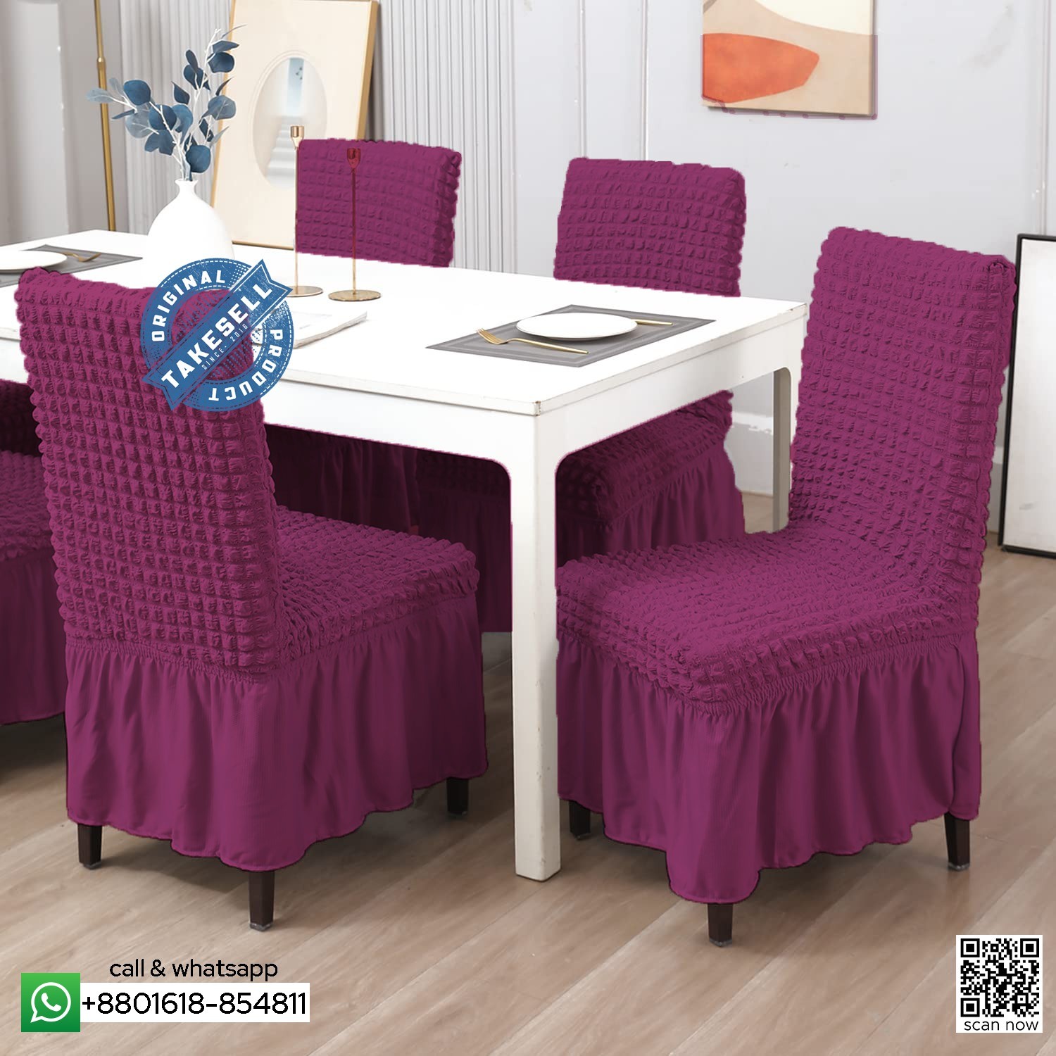 Turkey Purple color Chair Cover