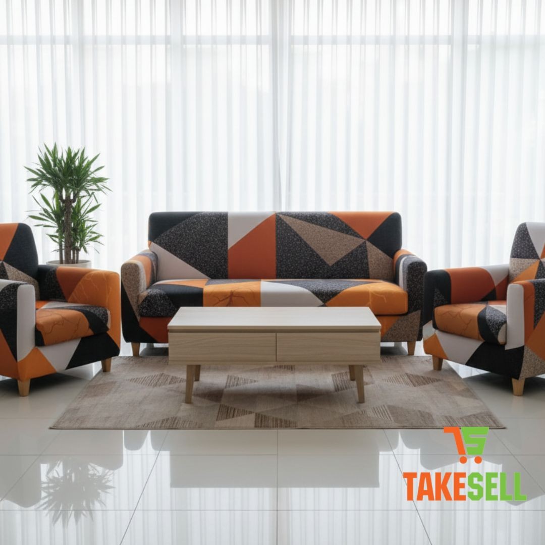 Geometric Patchwork Sofa Cover 2+2+1