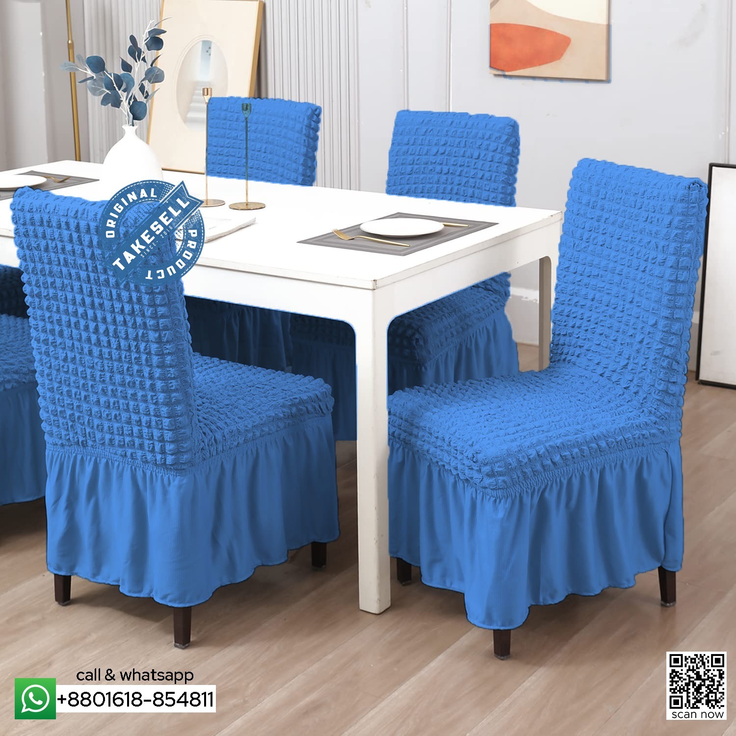 Turkey Sky Blue Elastic Chair Cover