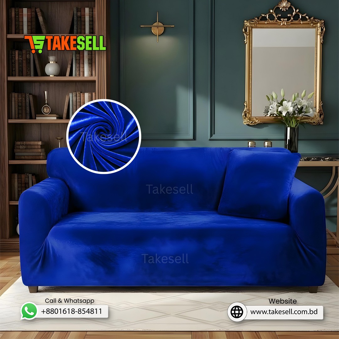 Blue color Velvet Sofa Cover