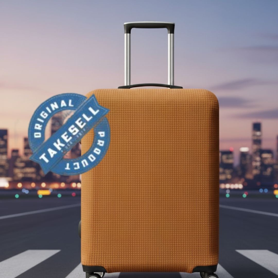 Sunset Orange Honeycomb Grid Stretch Luggage Cover