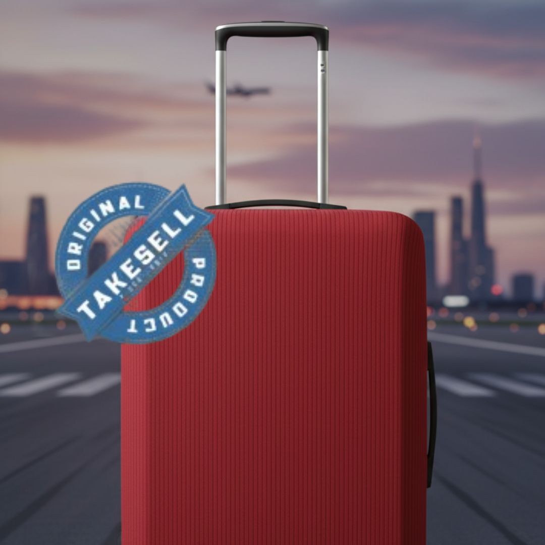 Red Ribbed Honeycomb Luggage Cover