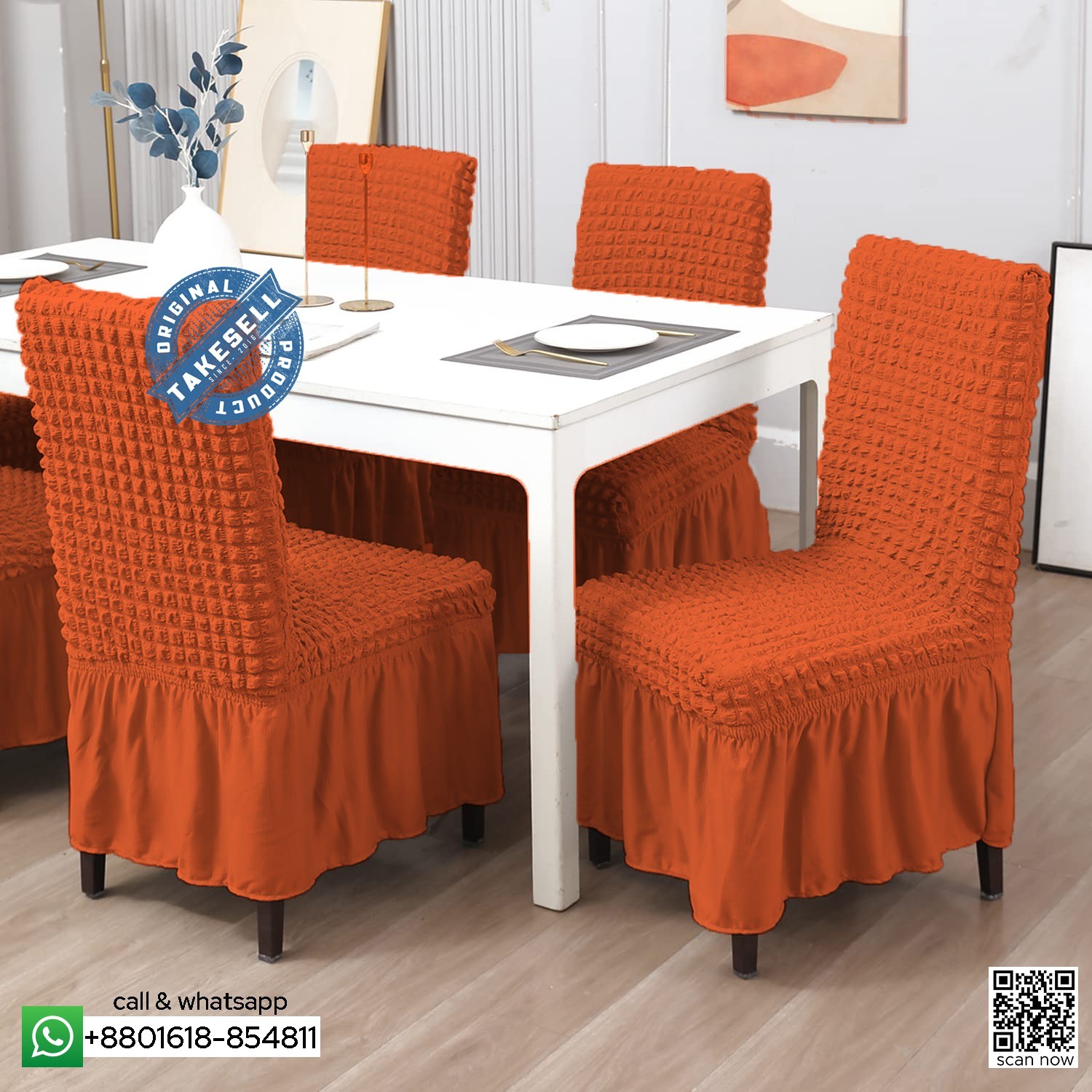 Turkey Chair Cover 6 pc Orange Color