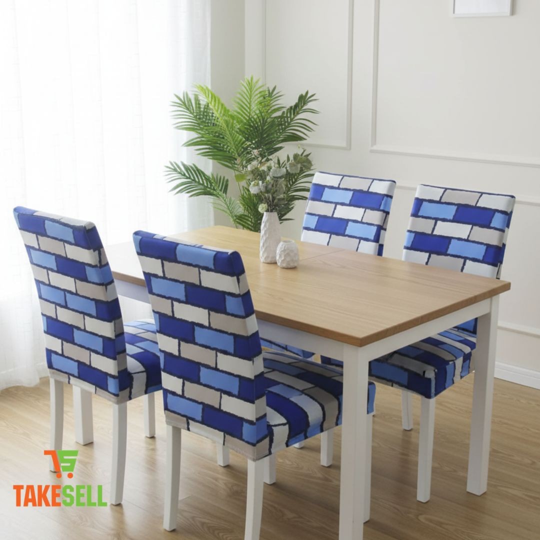 Modern Geometric Brick Print Stretch Chair Cover