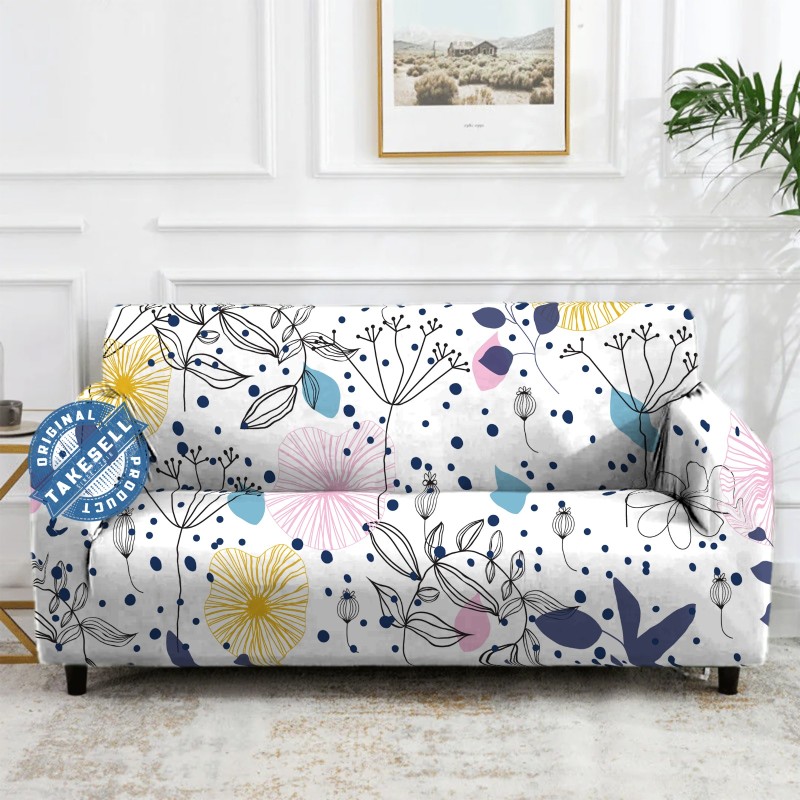 Pastel Botanical Print Sofa Cover