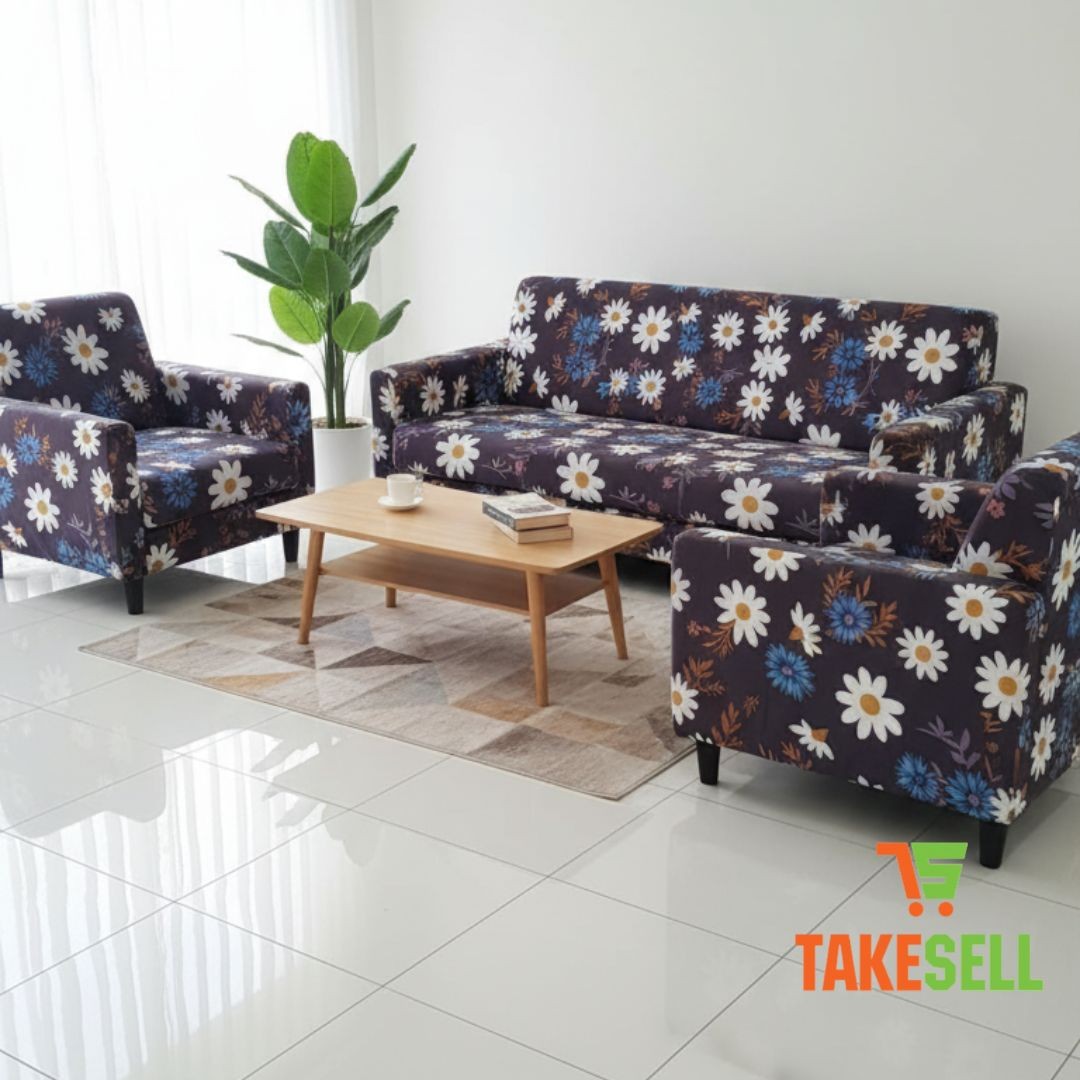 Dark Field Daisy Floral Sofa Cover