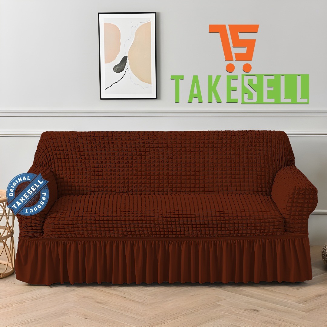 Chestnut Pleated Skirt Turky Sofa Cover