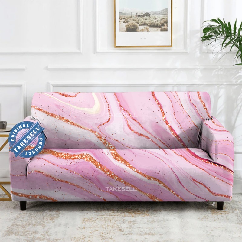 Rose Quartz Glitter Marble Sofa Cover
