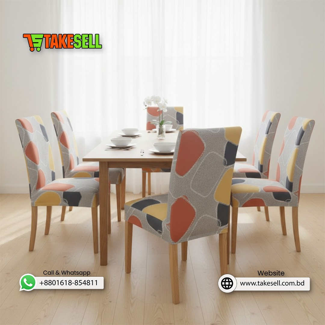 Mid-Century Modern Pebble Print Stretch Chair Cover