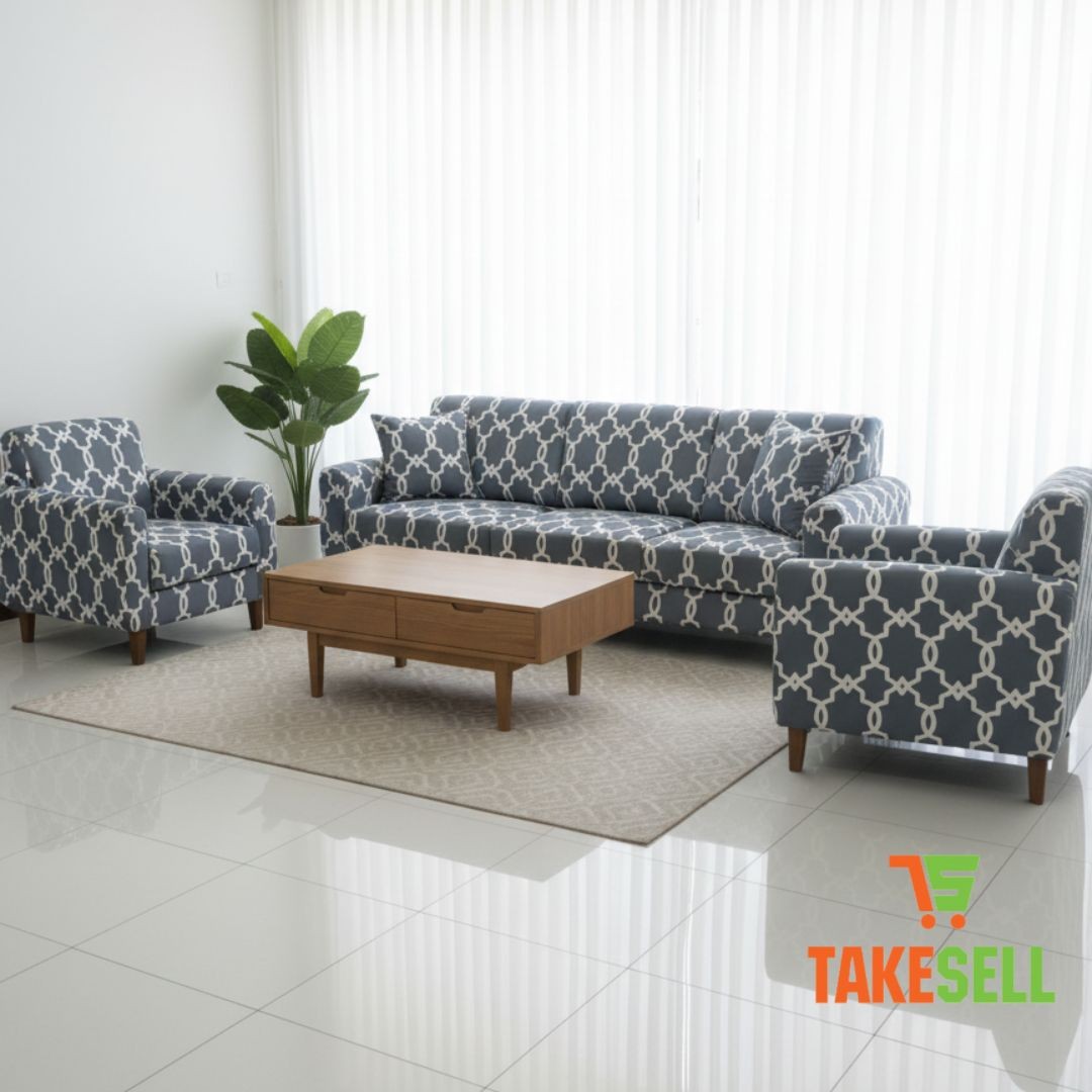 Indigo Trellis Sofa Cover 2+2+1