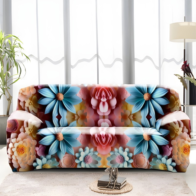 3D Floral Petal Dream China Print Sofa Cover