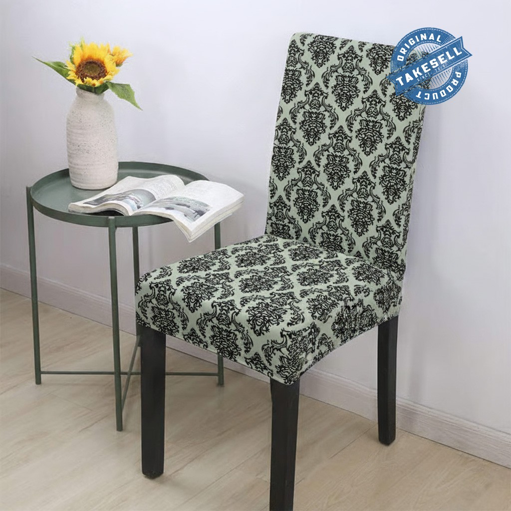 Classic Noir Damask Spandex jacquard Chair Cover
