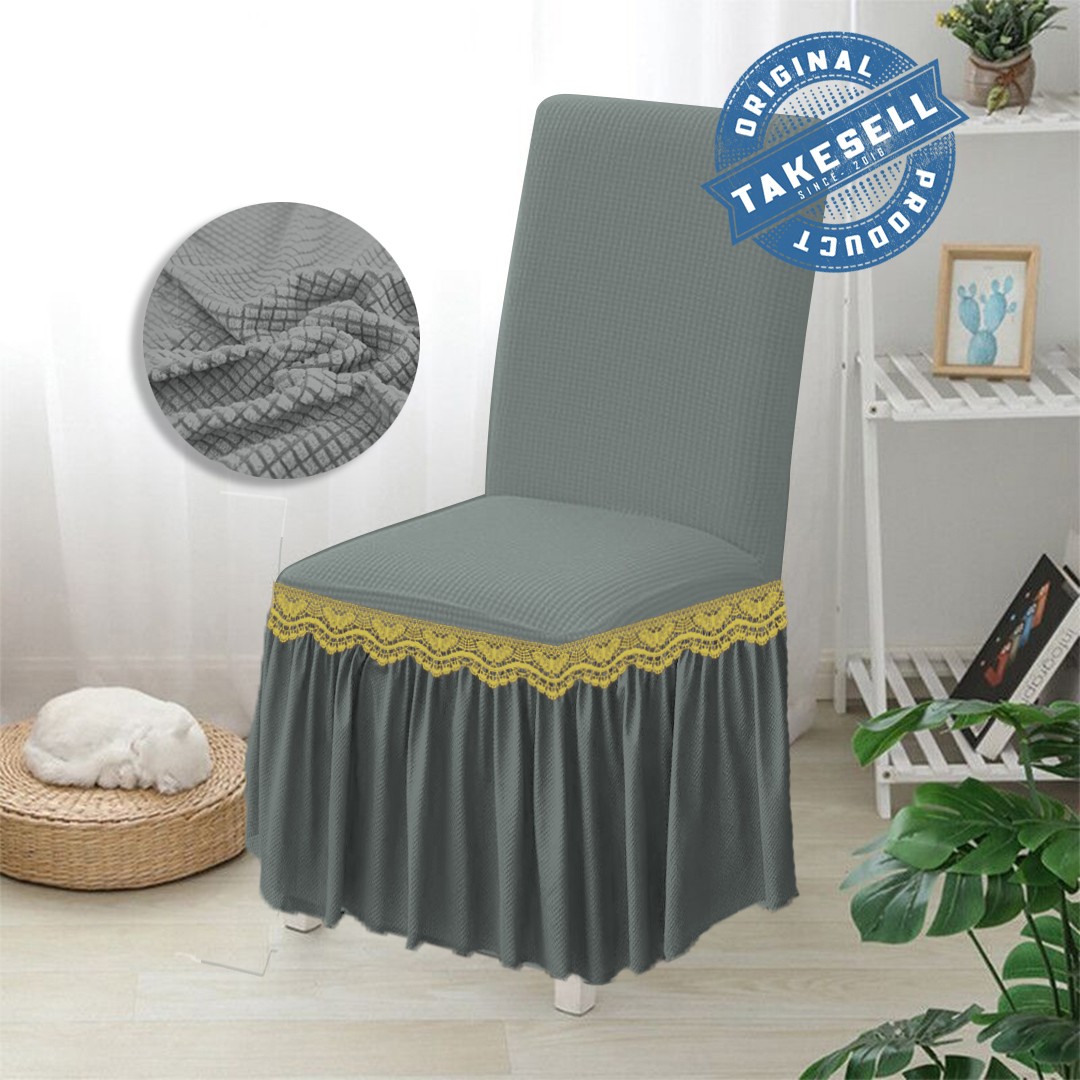 Silver Shine HoneyComb Frill Chair Cover