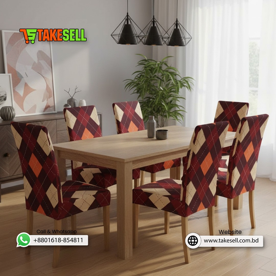 Burgundy Argyle Plaid Stretch Dining Chair Cover