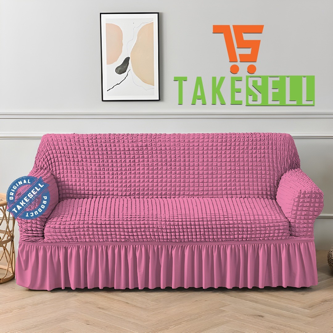 Turkey pink color Sofa Cover with Frill