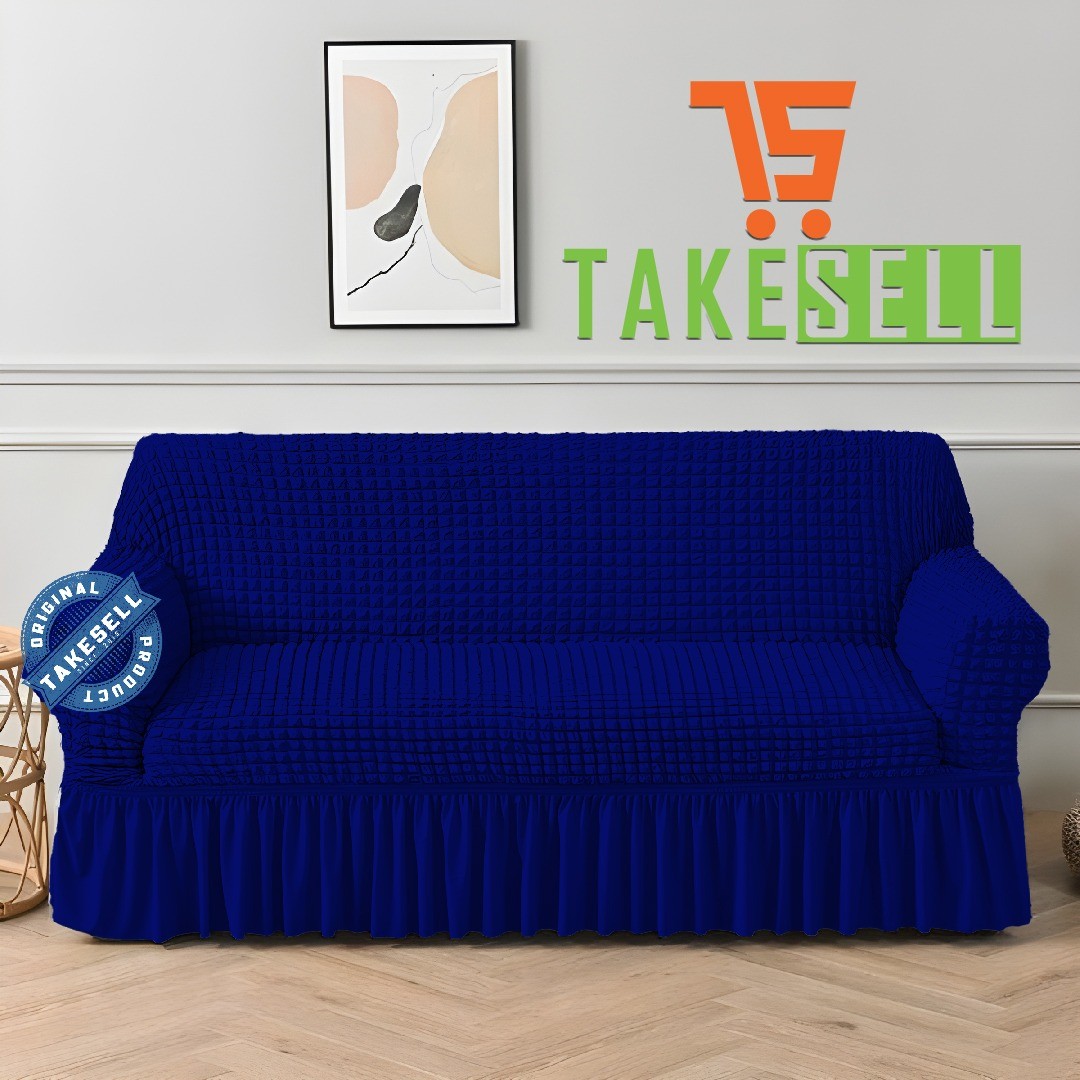 Turkey Vibrant Blue color Sofa Cover with Frill