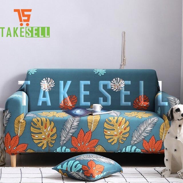 Floral Printing Navy Sofa Cover (2+2+1)