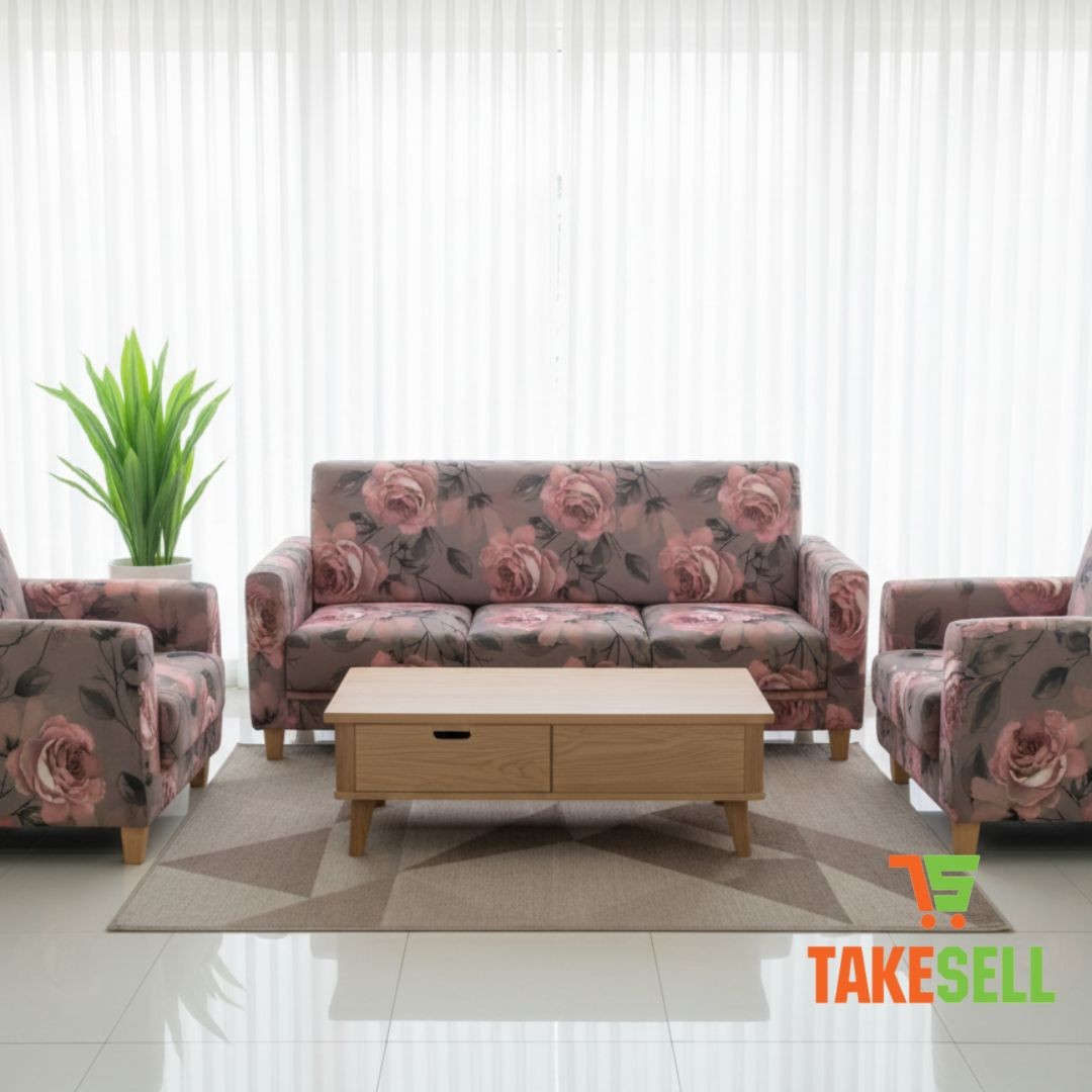 Dusty Rose Garden Sofa Cover 2+2+1