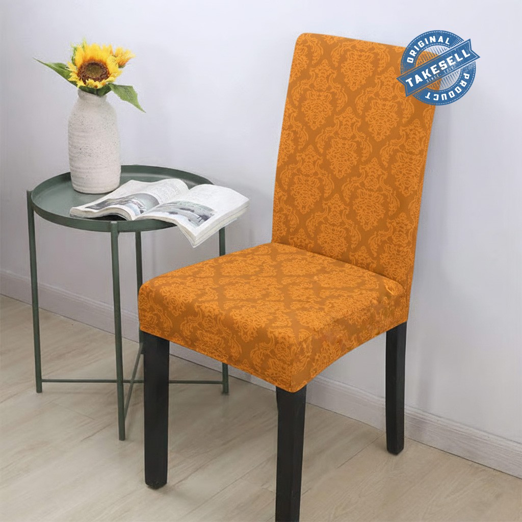 Orange Damask Spandex jacquard Chair Cover