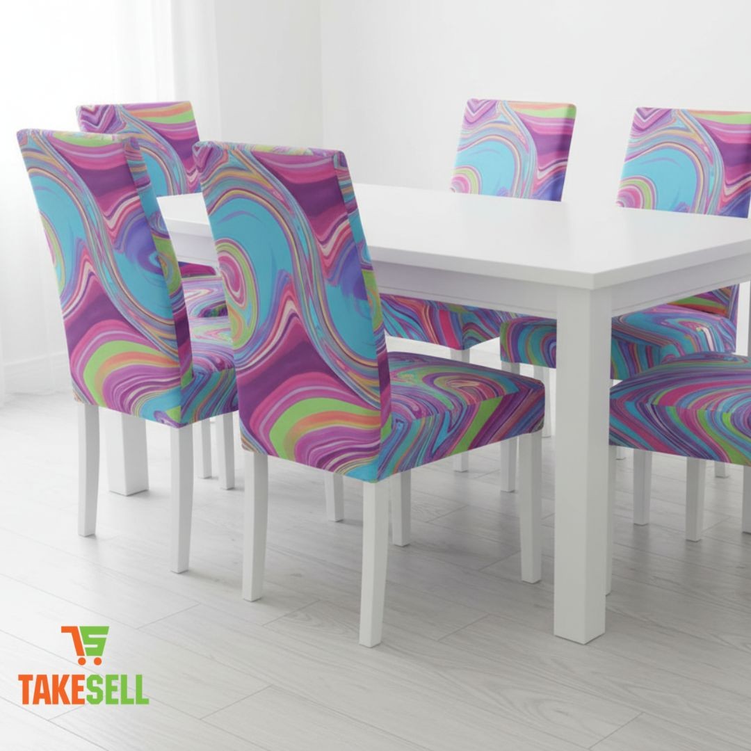 Multi-Color Abstract Swirl Chair Covers