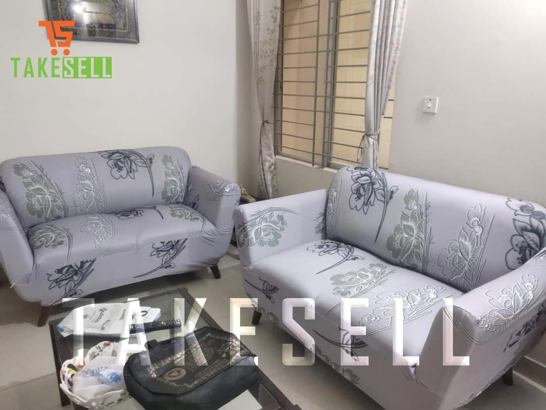 Ash China Print Sofa Cover (2+2+1)