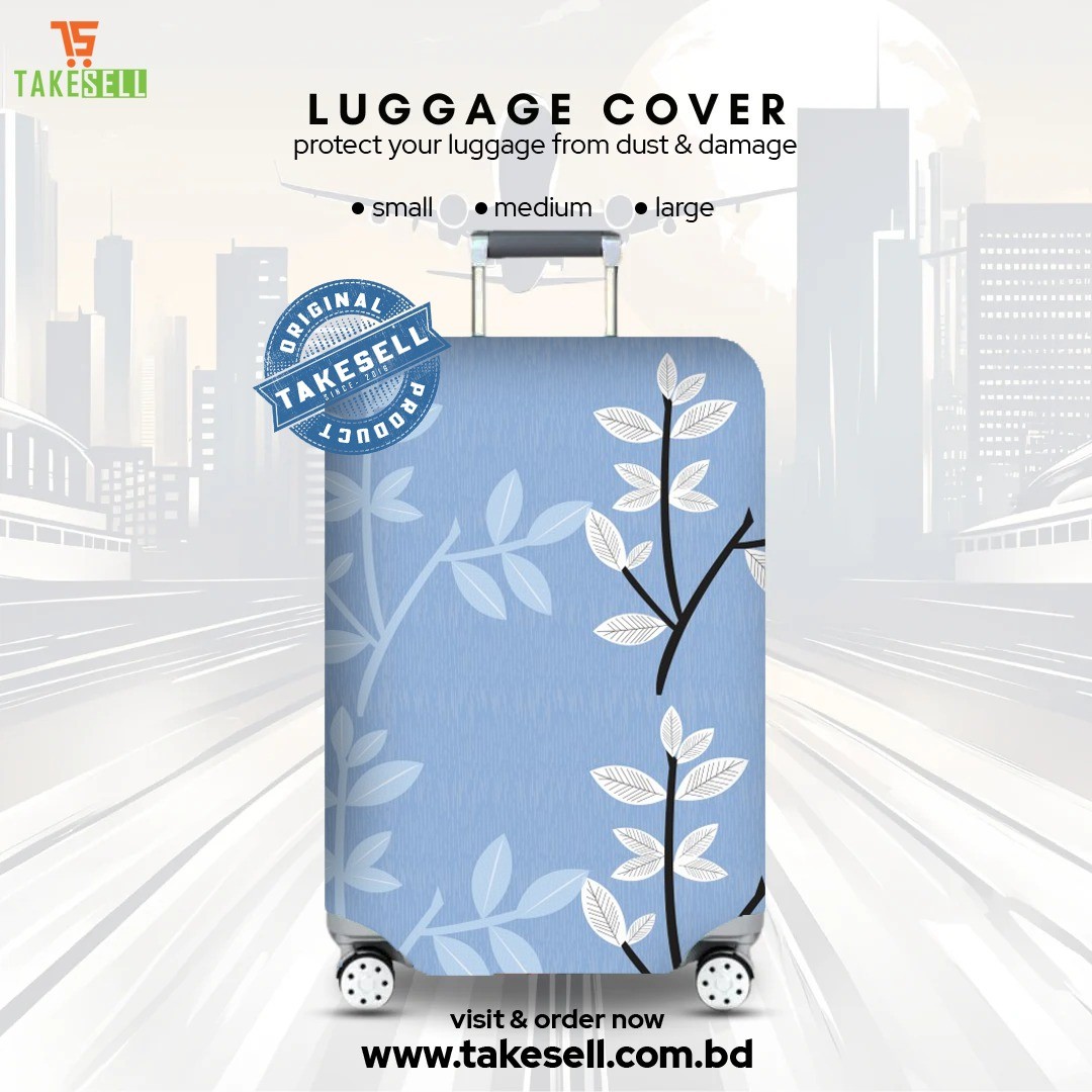 Zen Garden Sky Blue Leaf Print Luggage Cover