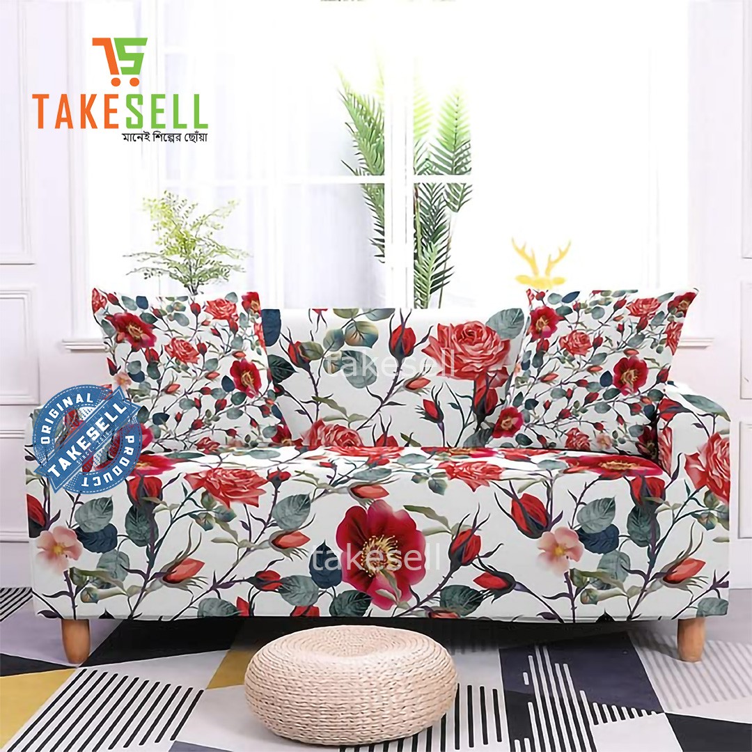 Royal Crimson Rose China print Sofa Cover