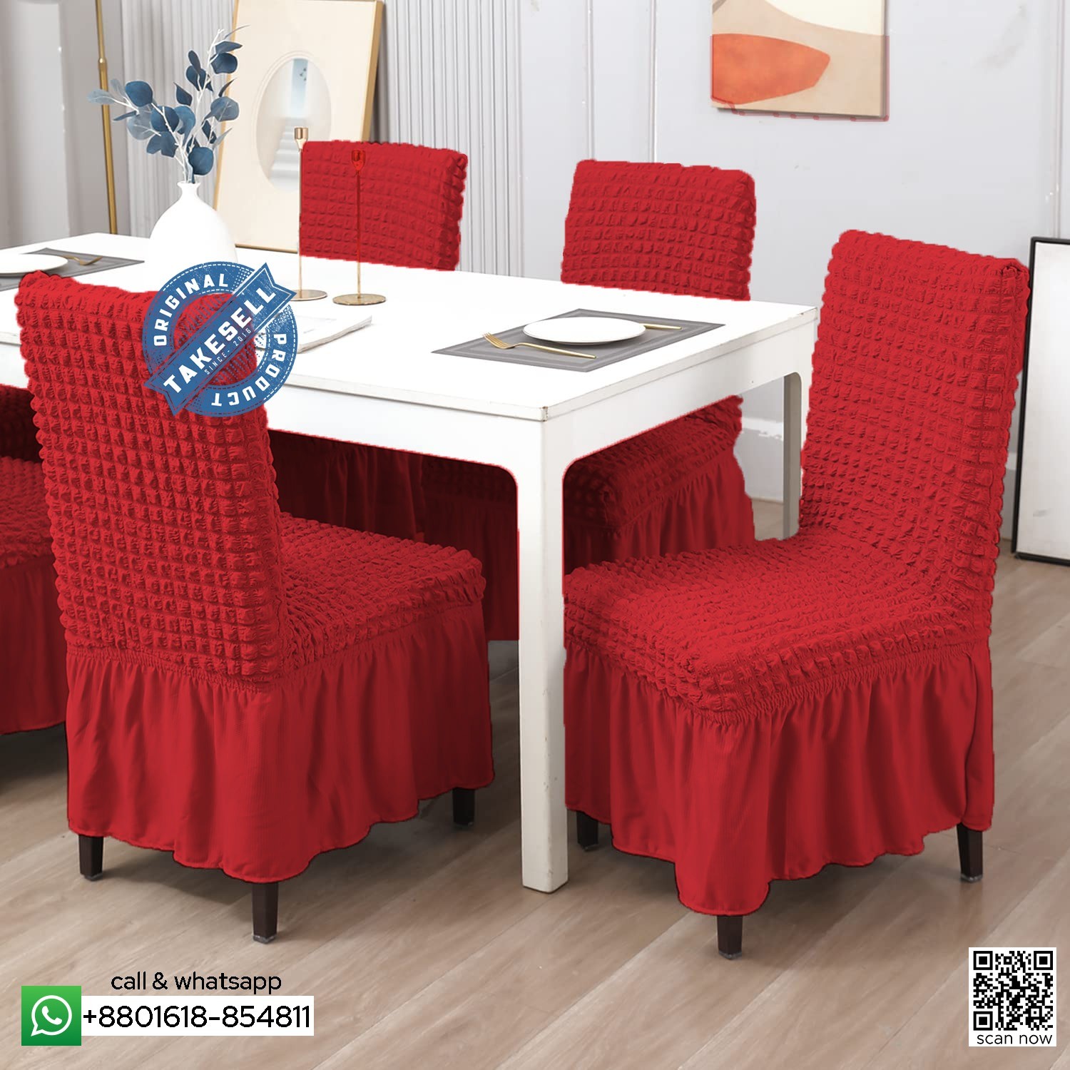 Turkey Red Colour Chair Cover
