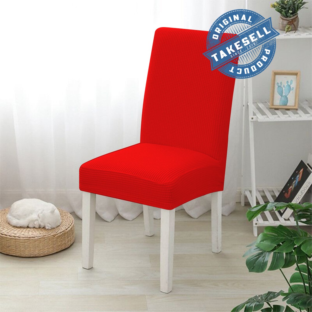 Crimson Luxe Red Honeycomb Chair Cover