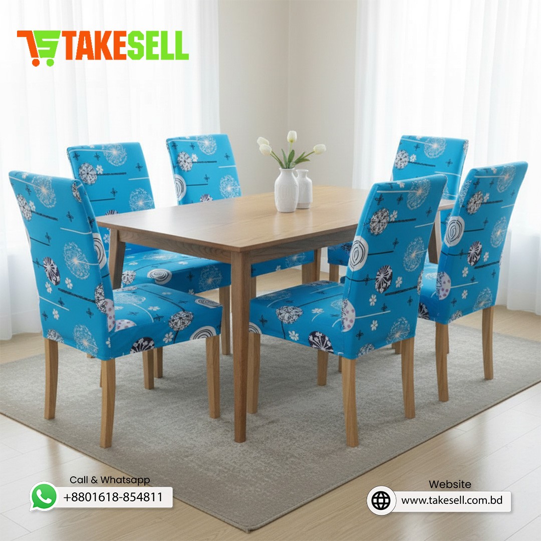 China Print Chair Cover - Sky Blue Whimsical