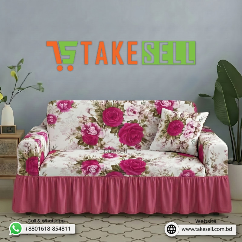 fuchsia floral China Print Sofa Cover