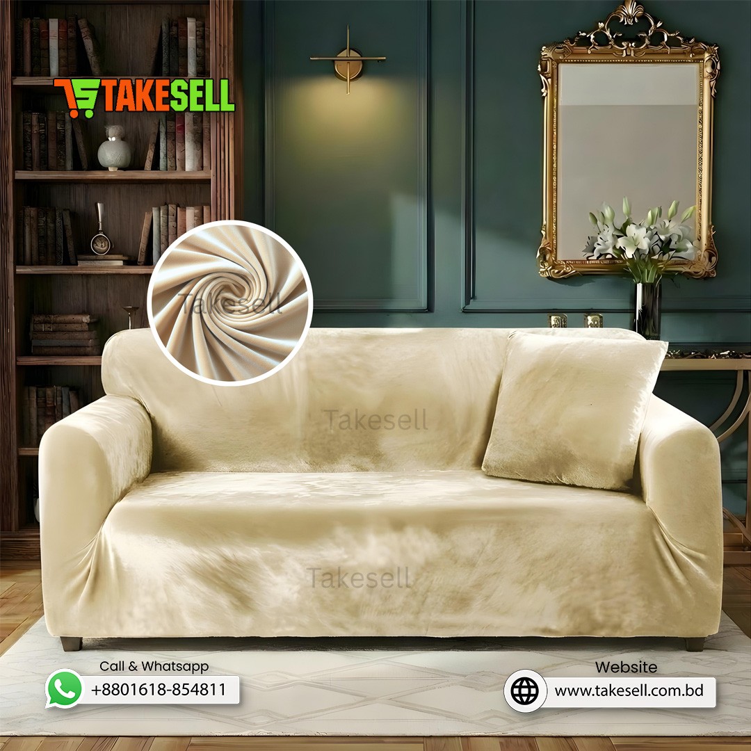 Cream Velvet Sofa Cover