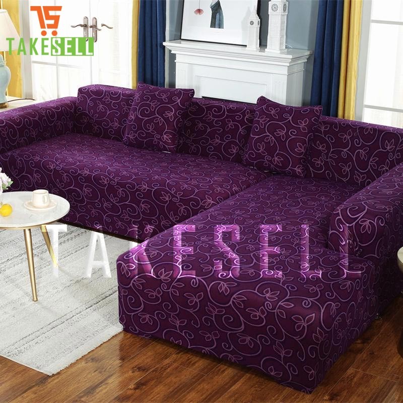 Purple color China Print Sofa Cover