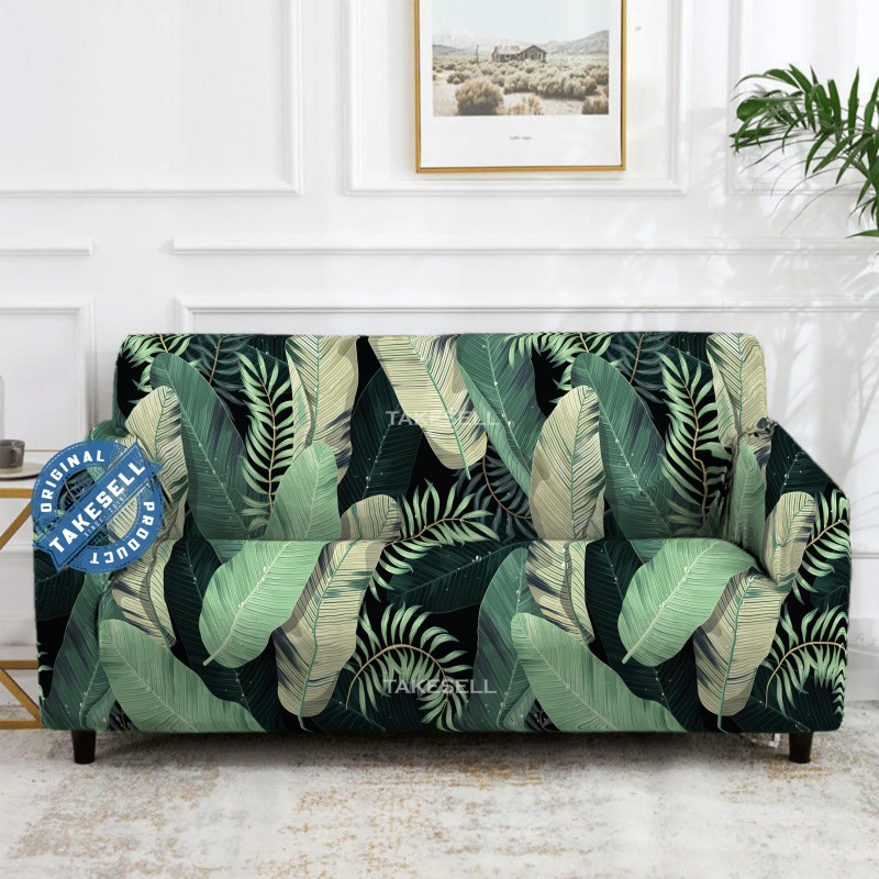 Dark Tropical Jungle Print Stretch Sofa Cover