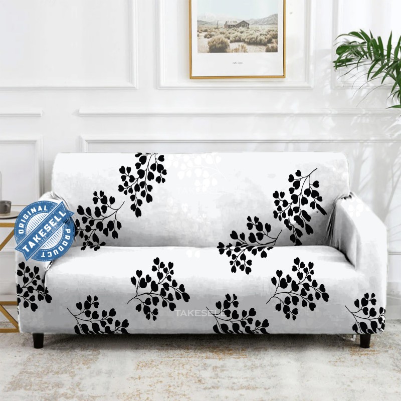 Monochrome Sprig Botanical Sofa Cover