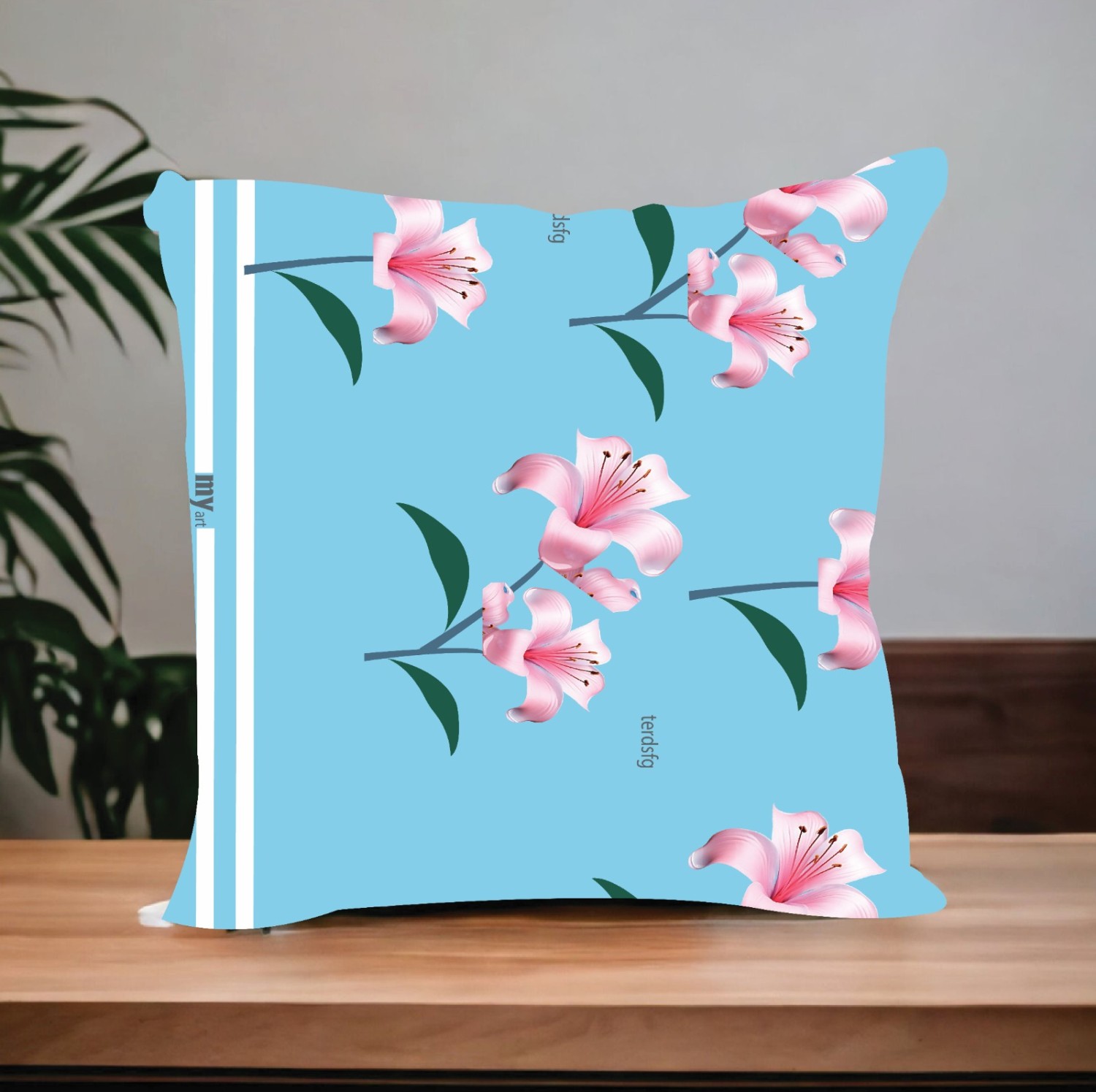 5 Psc china print cushion cover in sky blue color.