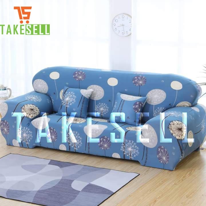 Gray China Print Sofa Cover (2+2+1)