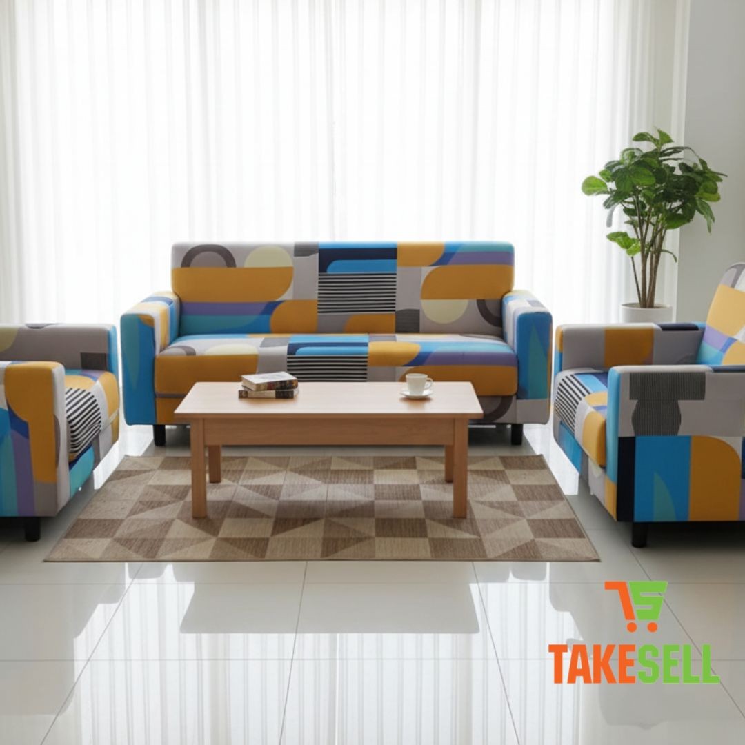 Abstract Color Block Geometric Sofa Cover