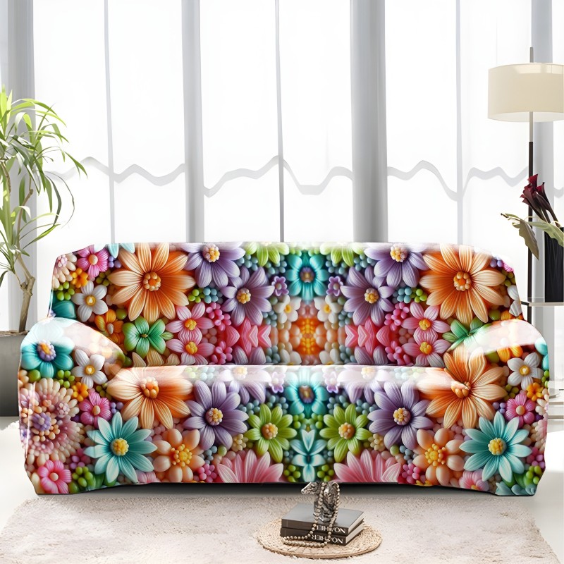 3D Bloom Burst China Print Sofa Cover
