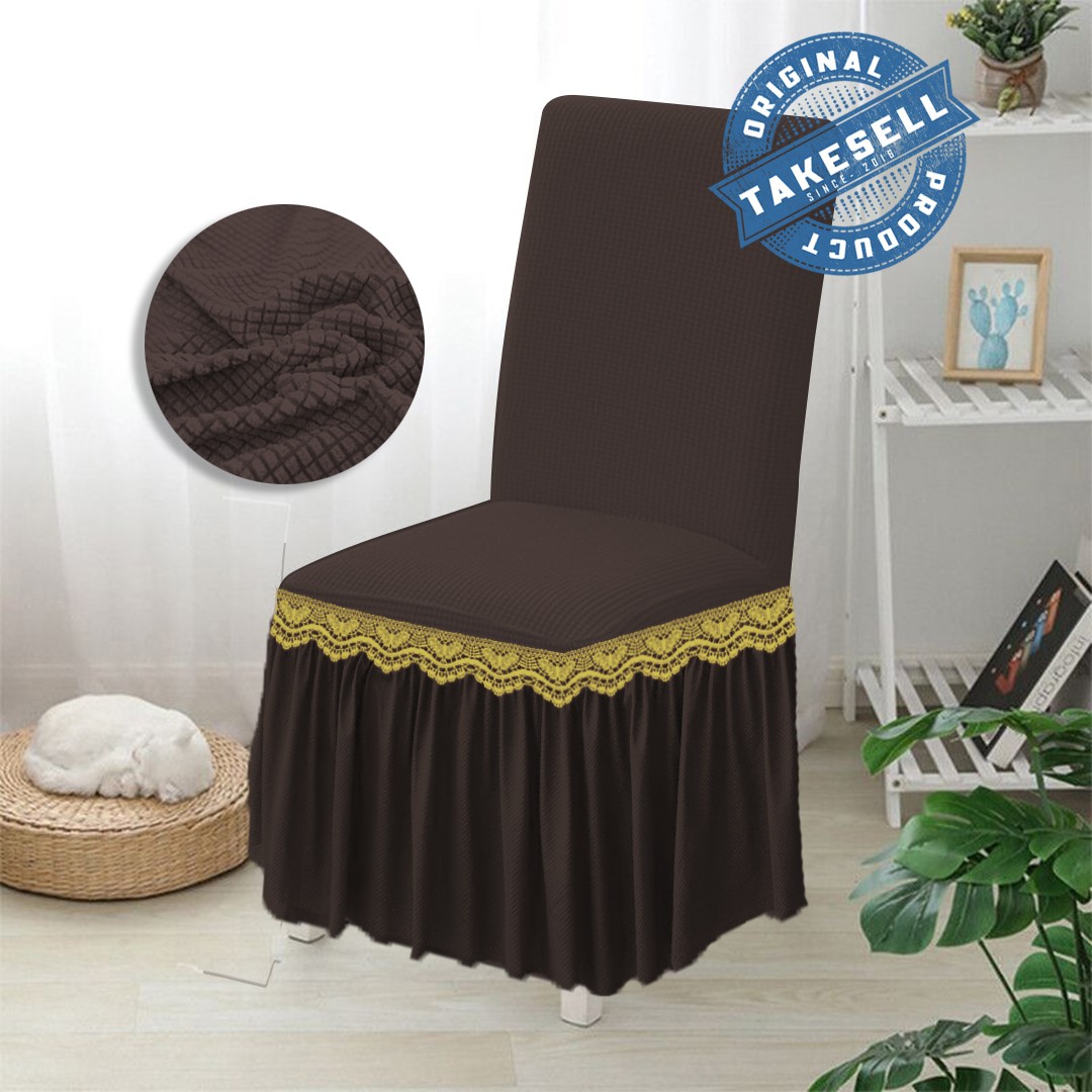 Coffee Luxe HoneyComb Frill Chair Cover