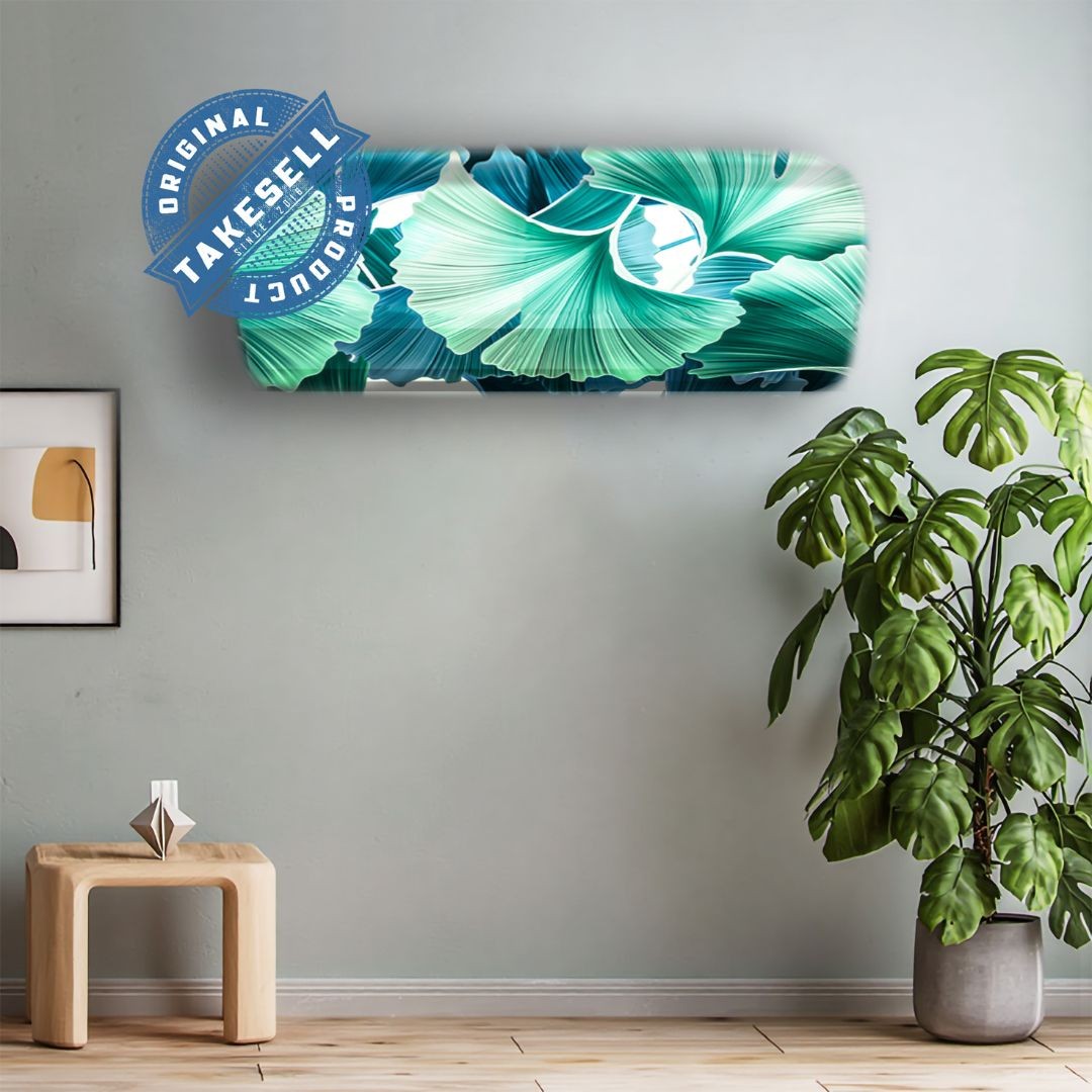 Aqua Teal Botanical Bloom AC Cover