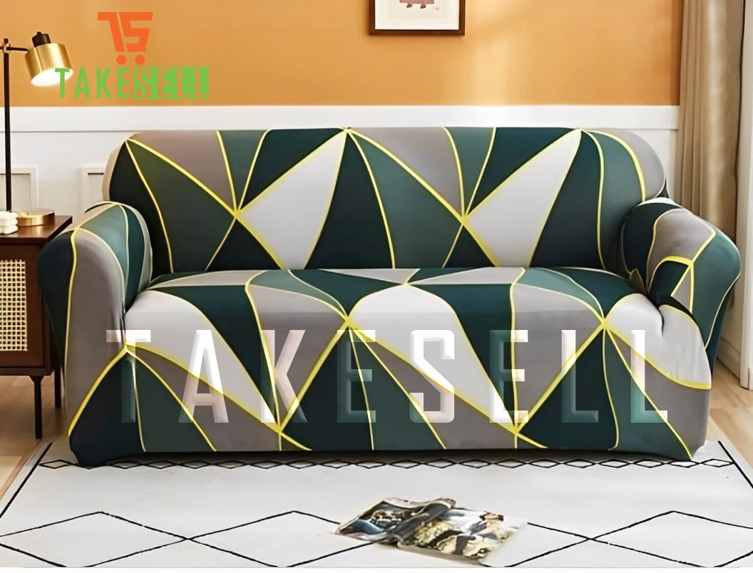 Green ash China Print Sofa Cover (2+2+1)